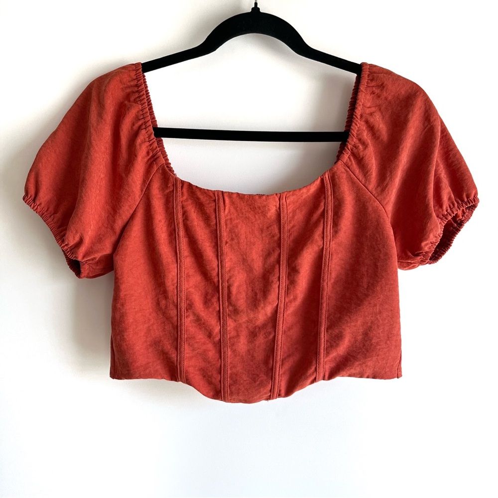 Kirious Rust Orange Women's Corset Style Crop Top Size Medium